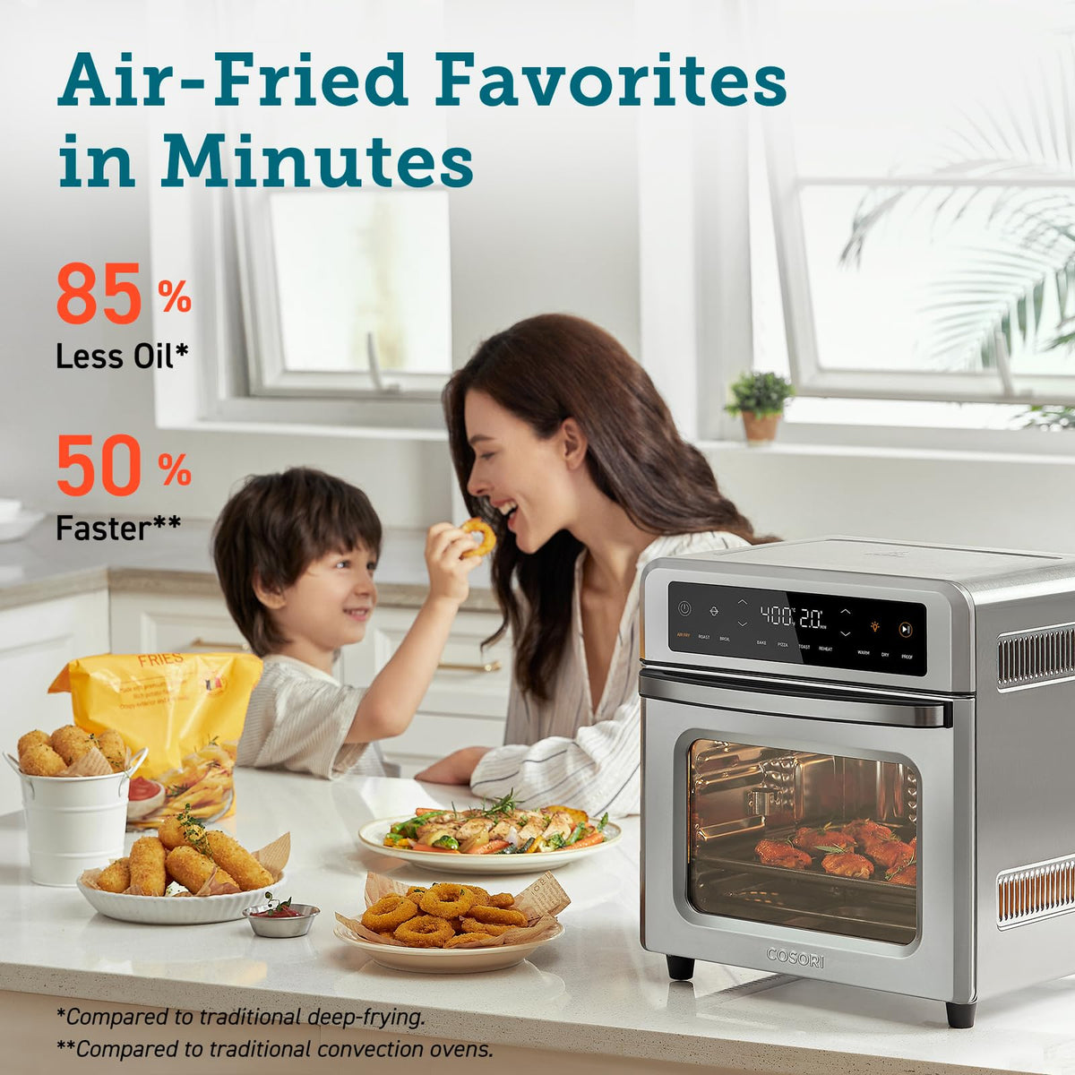 11-in-1 Air Fryer Oven , 13Qt Small Footprint Airfryer combo with Rotisserie