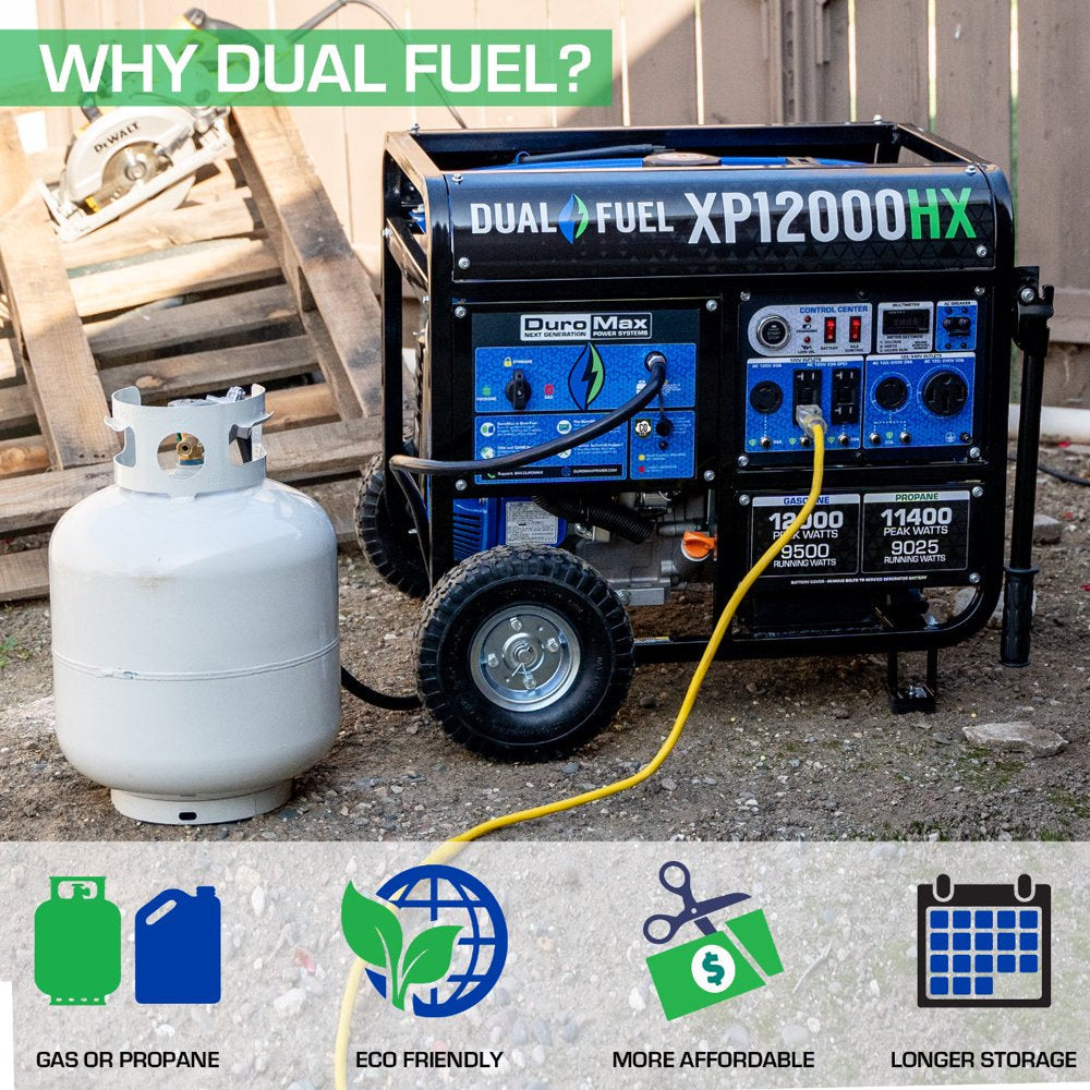-Xp12000Hx  Generator Dual Fuel Gas Propane Portable with CO Alert 12,000 Watt