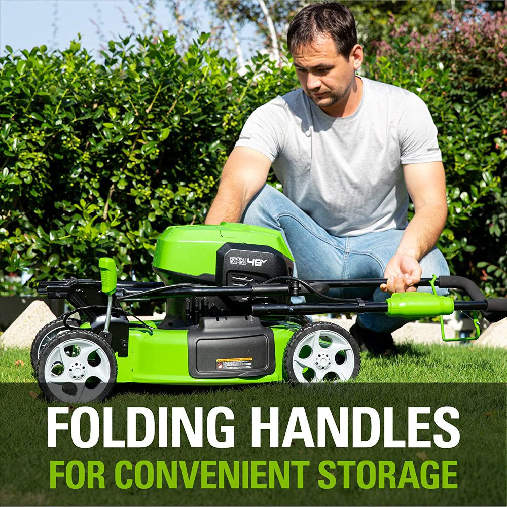 2 X 24V (48V) 19" Brushless Push Lawn Mower, 2 X 4.0Ah USB Batteries and Dual Port Rapid Charger Included