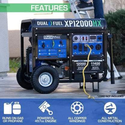 -Xp12000Hx  Generator Dual Fuel Gas Propane Portable with CO Alert 12,000 Watt