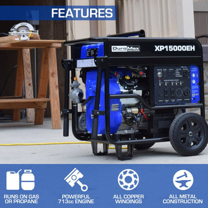 XP15000EH 15,000 Watt Portable Dual Fuel Gas Propane Generator