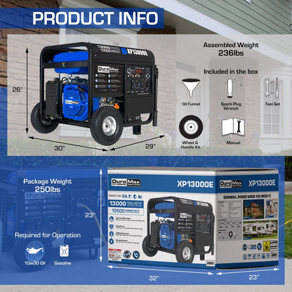 XP13000E 13,000 Watt Portable Gas Powered Generator