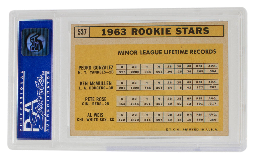 1963 Pete Rose Topps Rookie Stars #537 Baseball Card PSA NM 7
