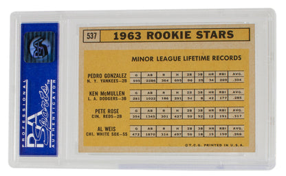 1963 Pete Rose Topps Rookie Stars #537 Baseball Card PSA NM 7