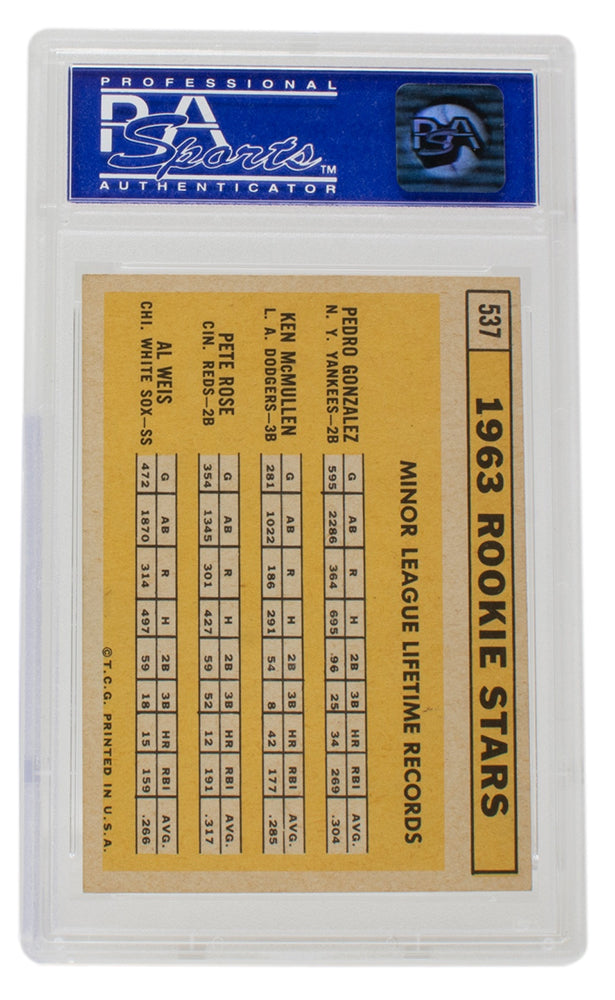 1963 Pete Rose Topps Rookie Stars #537 Baseball Card PSA NM 7