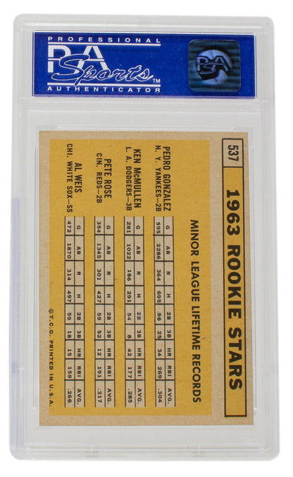 1963 Pete Rose Topps Rookie Stars #537 Baseball Card PSA NM 7