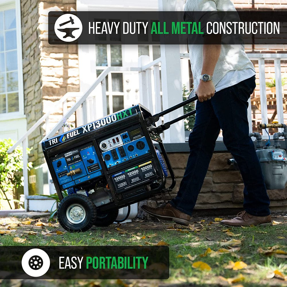 XP13000HXT 13,000 Watt Electric Start Tri-Fuel Natural Gas/Propane/Gas Powered Portable Generator W/ CO Alert