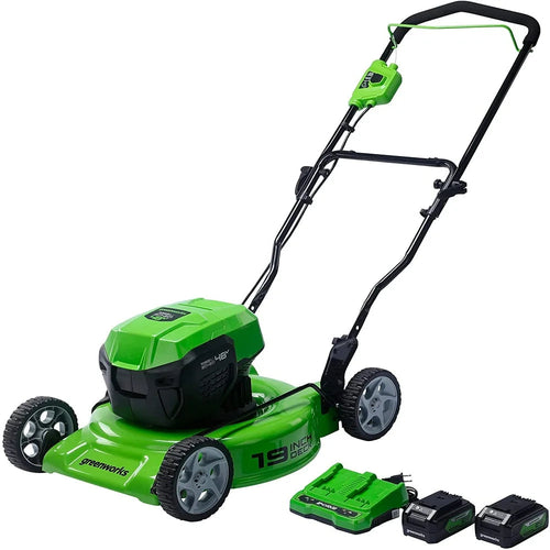 2 X 24V (48V) 19" Brushless Push Lawn Mower, 2 X 4.0Ah USB Batteries and Dual Port Rapid Charger Included