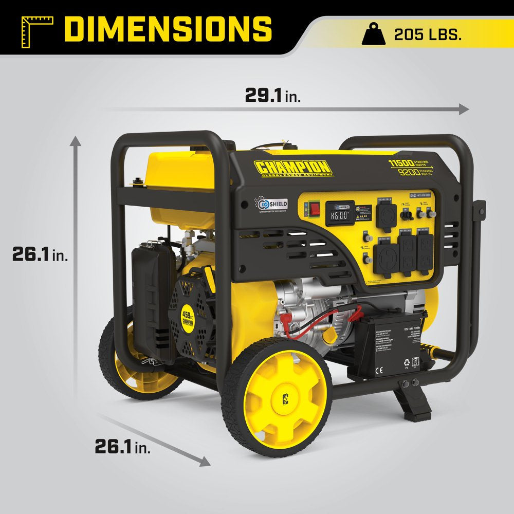 11,500/9,200-Watt Electric Start Gas Portable Generator with CO Shield