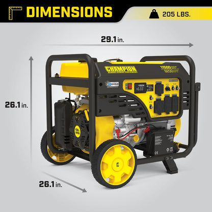 11,500/9,200-Watt Electric Start Gas Portable Generator with CO Shield
