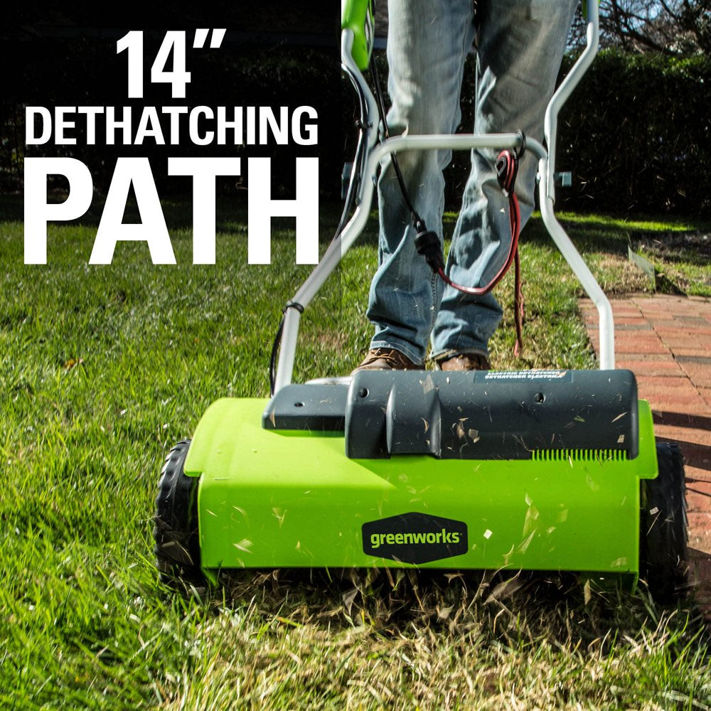 10 Amp 14" Corded Electric Dethatcher (Stainless Steel Tines)