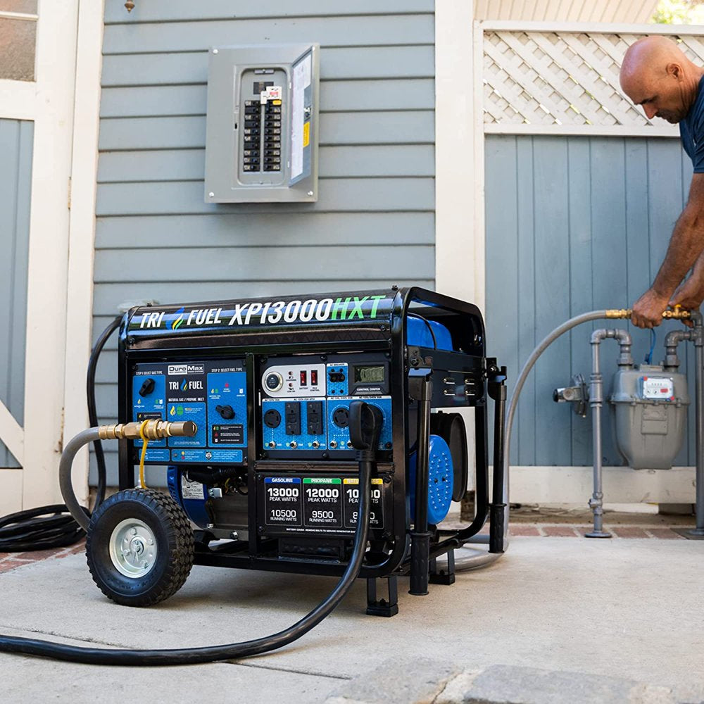 XP13000HXT 13,000 Watt Electric Start Tri-Fuel Natural Gas/Propane/Gas Powered Portable Generator W/ CO Alert