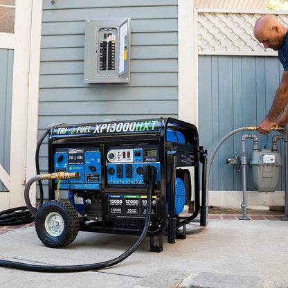 XP13000HXT 13,000 Watt Electric Start Tri-Fuel Natural Gas/Propane/Gas Powered Portable Generator W/ CO Alert