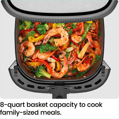 Touch Air Fryer, XL 8-Qt Family Size, One-Touch Digital Control Presets