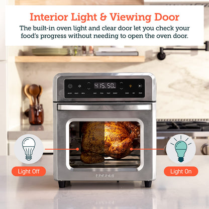 11-in-1 Air Fryer Oven , 13Qt Small Footprint Airfryer combo with Rotisserie