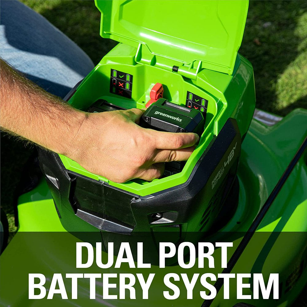 2 X 24V (48V) 19" Brushless Push Lawn Mower, 2 X 4.0Ah USB Batteries and Dual Port Rapid Charger Included