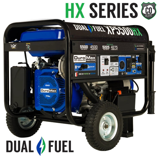 XP5500HX 5,500 Watt Portable Dual Fuel Gas Propane CO Alert Generator