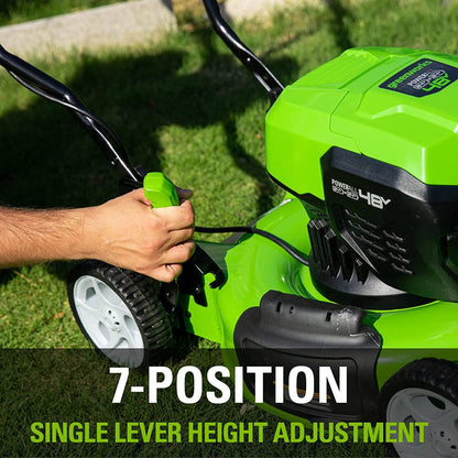2 X 24V (48V) 19" Brushless Push Lawn Mower, 2 X 4.0Ah USB Batteries and Dual Port Rapid Charger Included