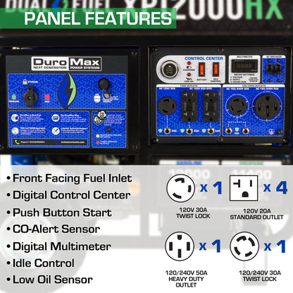 -Xp12000Hx  Generator Dual Fuel Gas Propane Portable with CO Alert 12,000 Watt