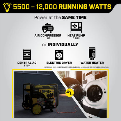 11,500/9,200-Watt Electric Start Gas Portable Generator with CO Shield