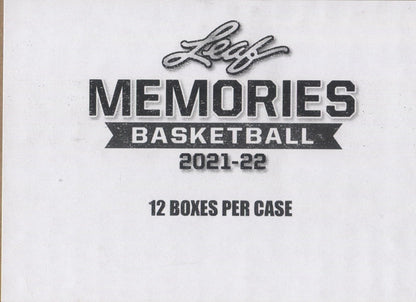 *LAST CASE* 2021-22 Leaf Memories Basketball Hobby, 12 Box Case