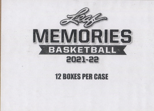 *LAST CASE* 2021-22 Leaf Memories Basketball Hobby, 12 Box Case