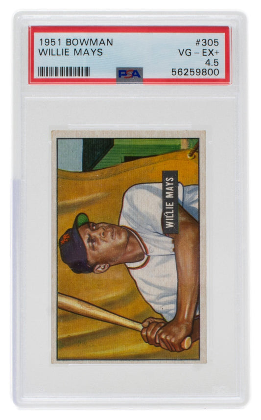 Willie Mays 1951 Bowman #305 Giants Baseball Rookie Card PSA VG-EX+ 4.5